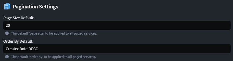 Pagination Default Values