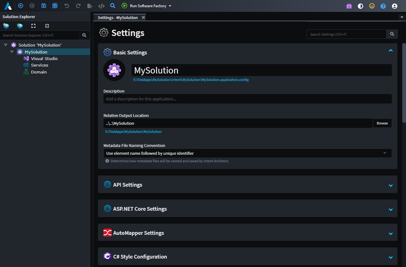 Application Settings Example