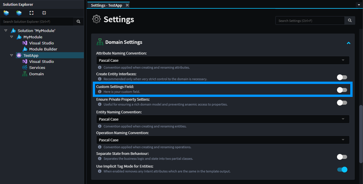 My Modules Setting Extension Example