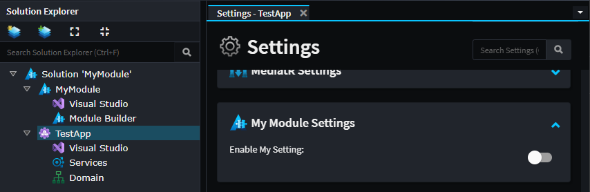 My Modules Settings Screen Example