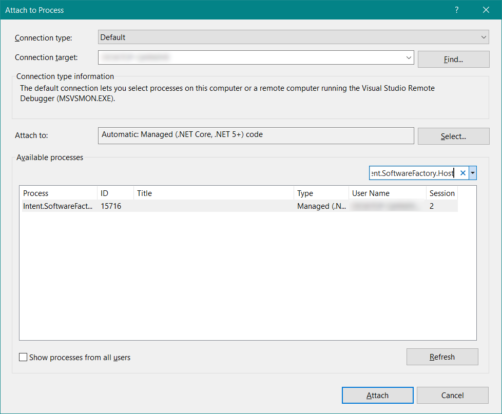 Attach Debugger in VS