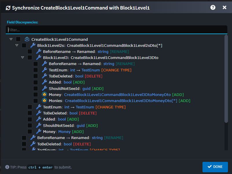 Service Sync Tree View