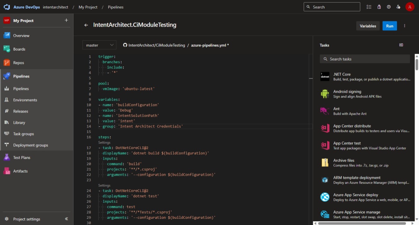 azure-pipeline.yml file saved