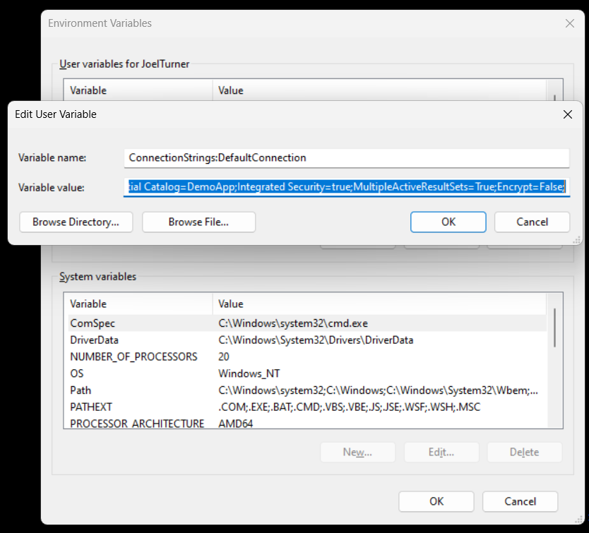 Environment Variable Creation