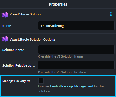 Visual Studio Solution Options Stereotype