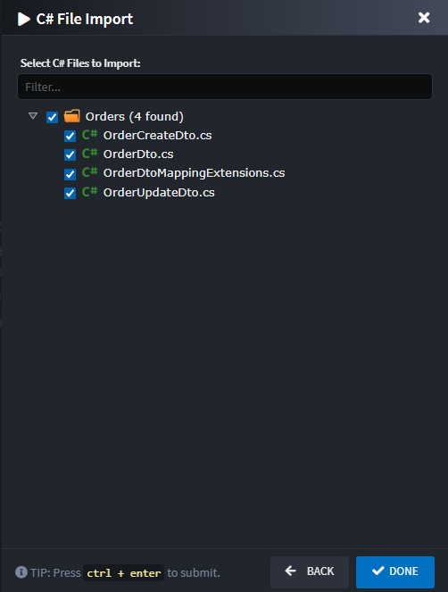 File selection dialog