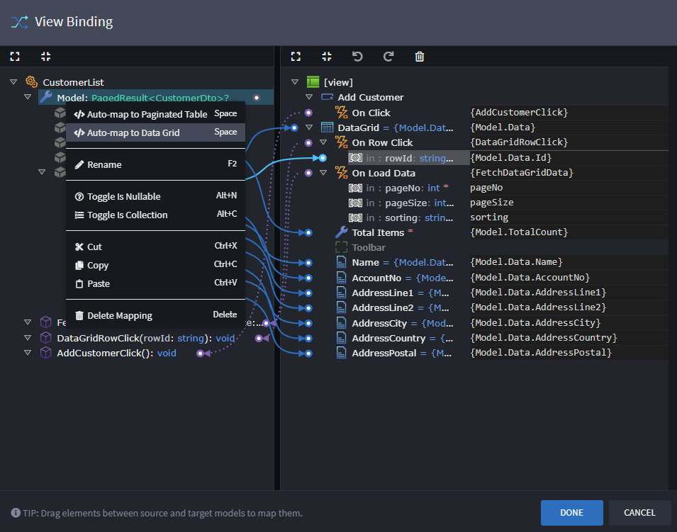 Advanced Mapping Scripting Options Example