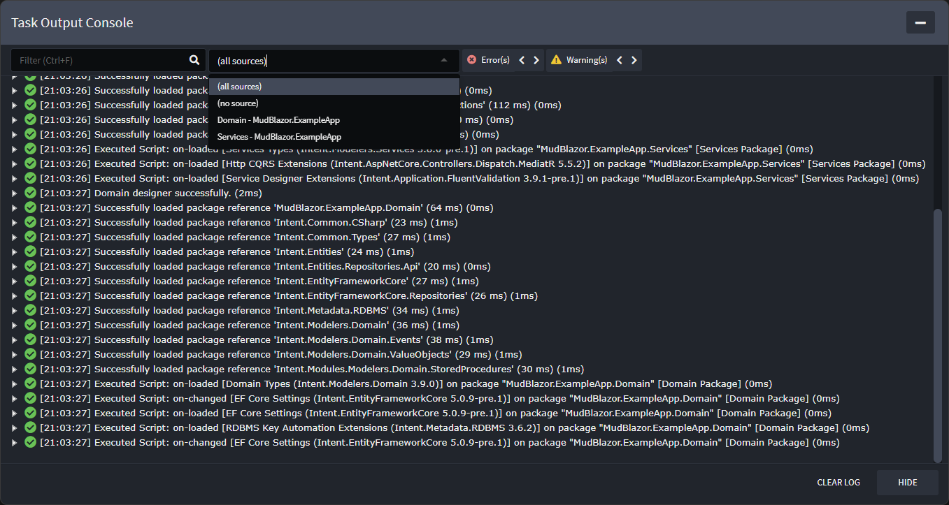 Updated Task Output Console