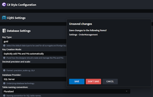Settings Save