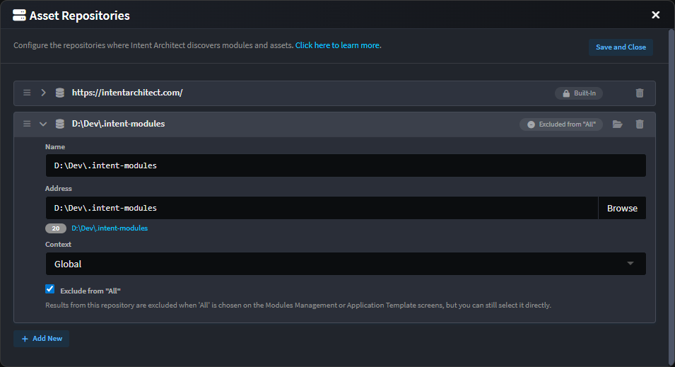 The overhauled asset repository screen
