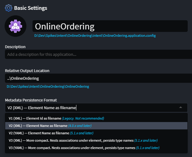 Choosing the metadata persistence format