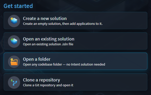 Open Folder option on home screen