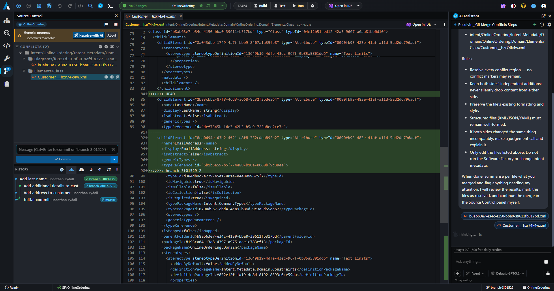 Resolving merge conflicts