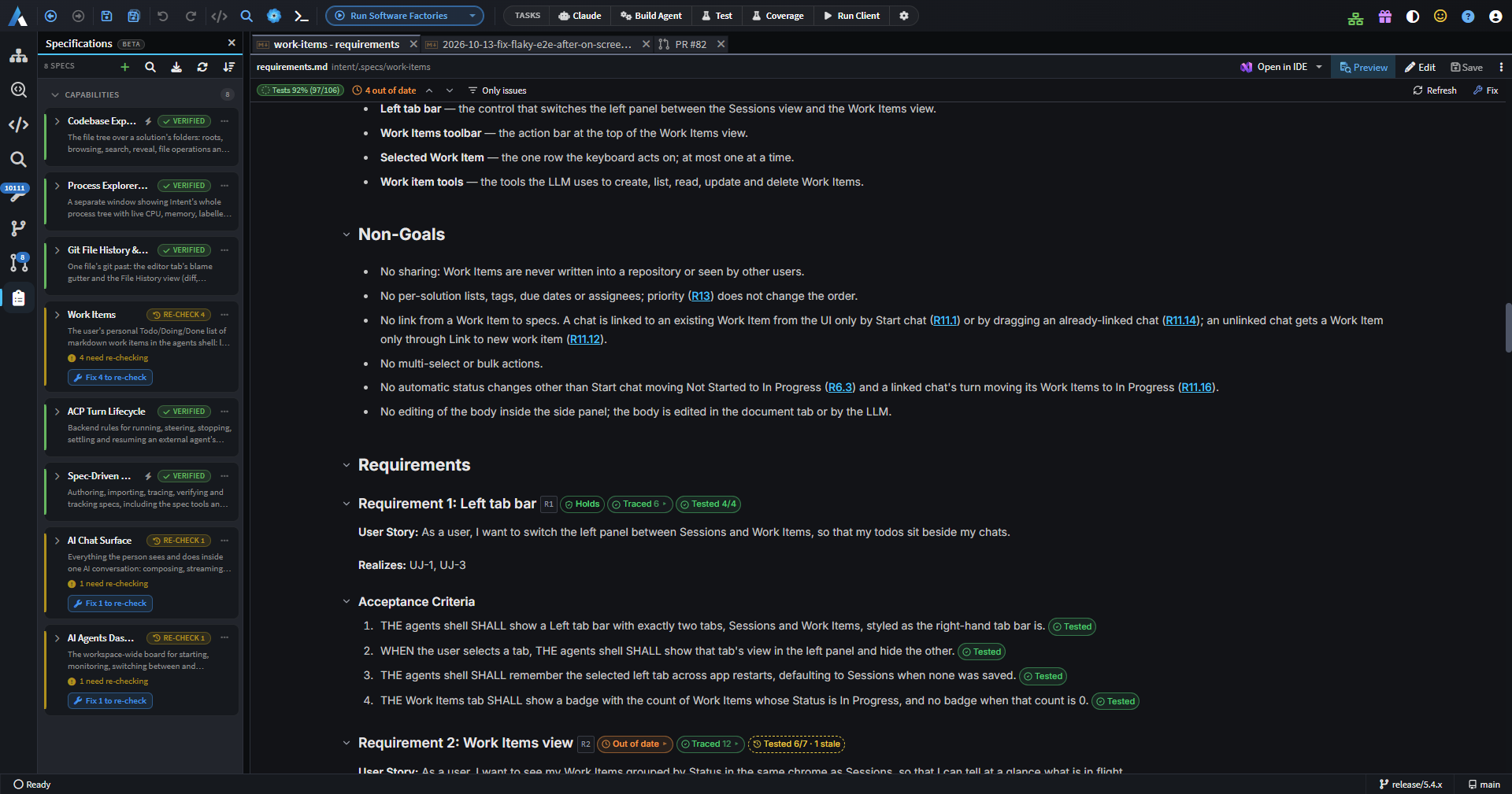Acceptance criteria with test status