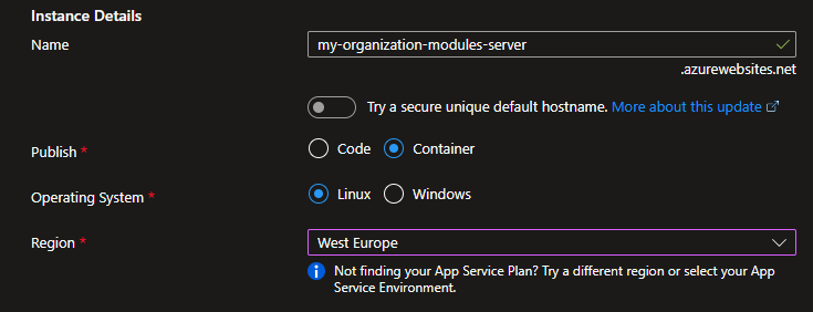 Instance details