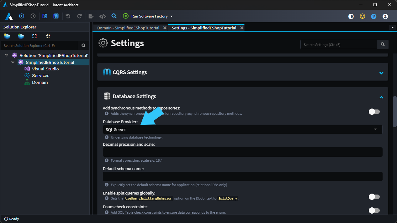 Configure the Database Provider
