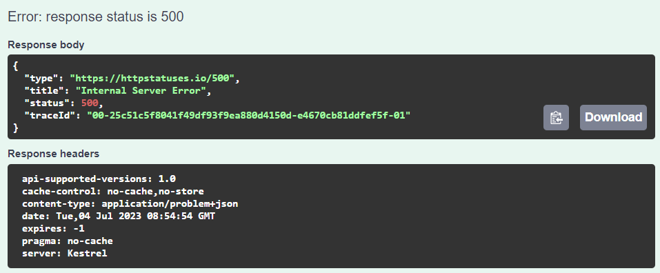 Sample HTTP 500 without Exception Stack Trace