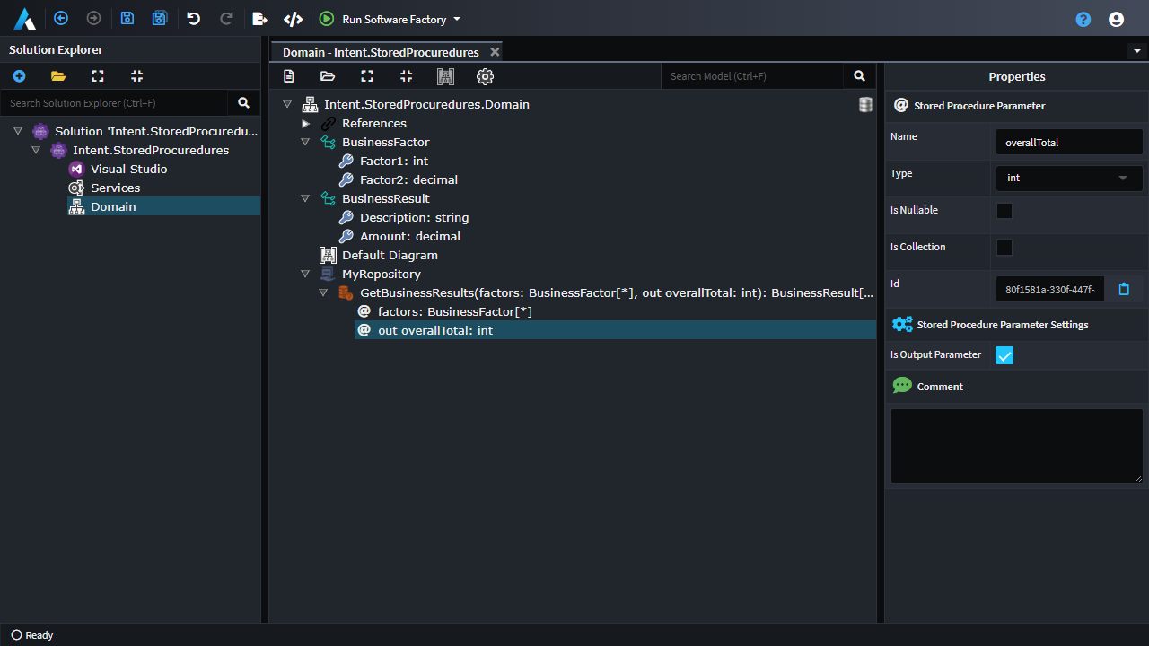 Stored procedure modelling in the Domain Designer