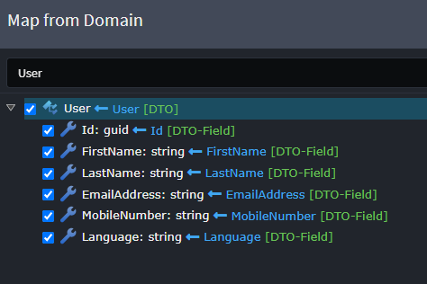 Select attributes to map