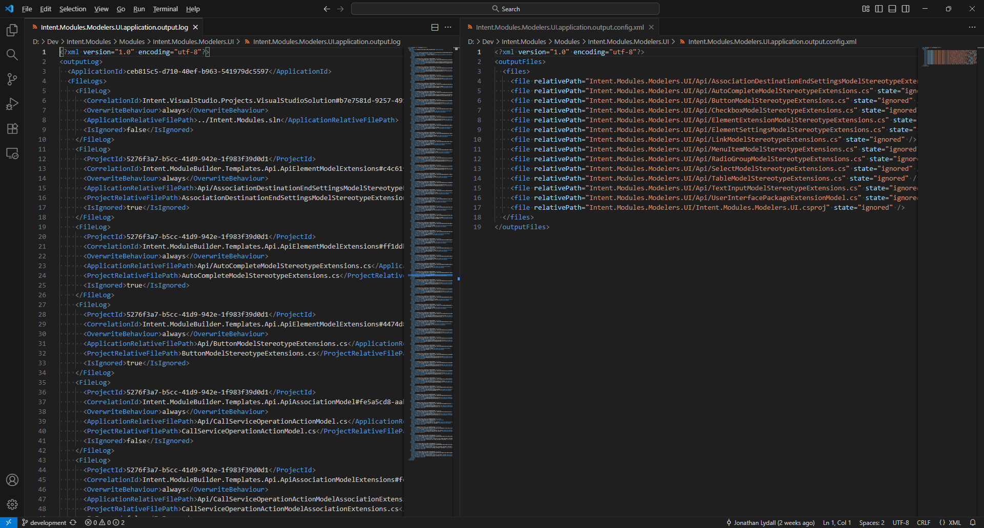 Comparison of the old and new ignored file tracking