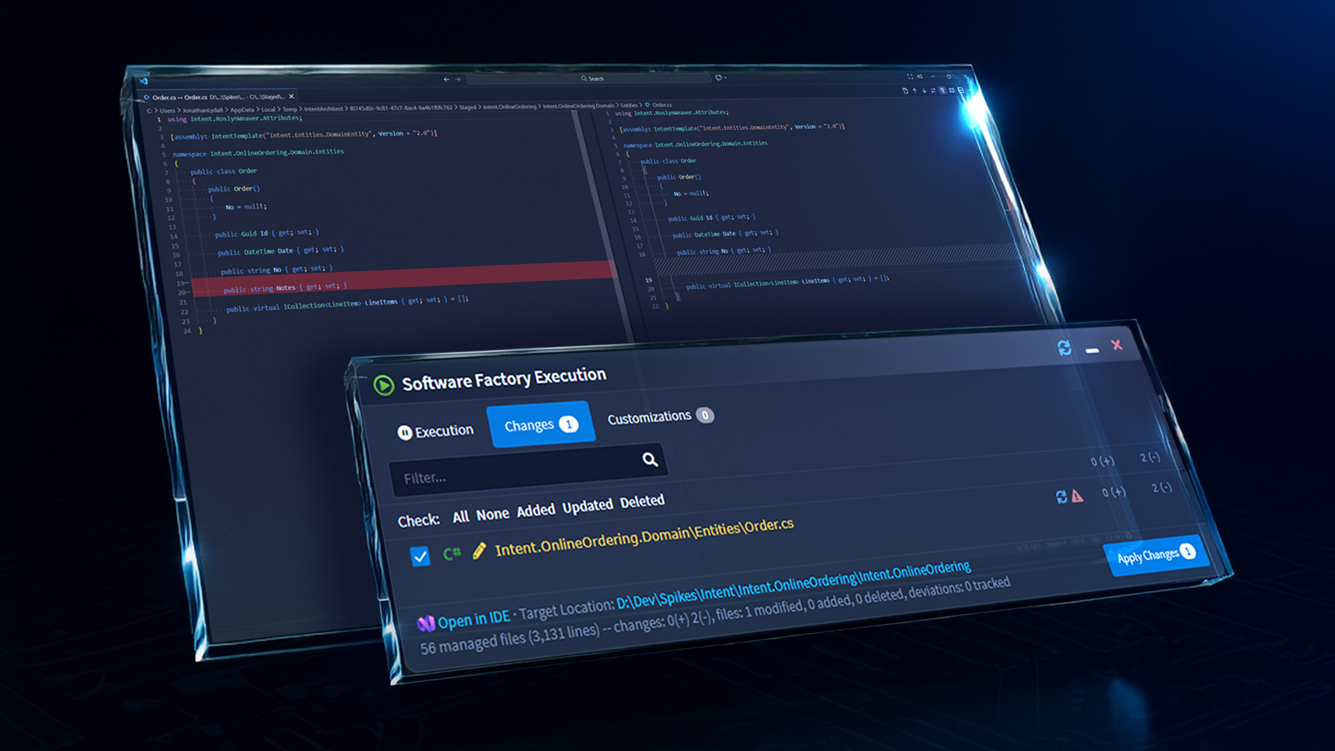 Synchronize code to design