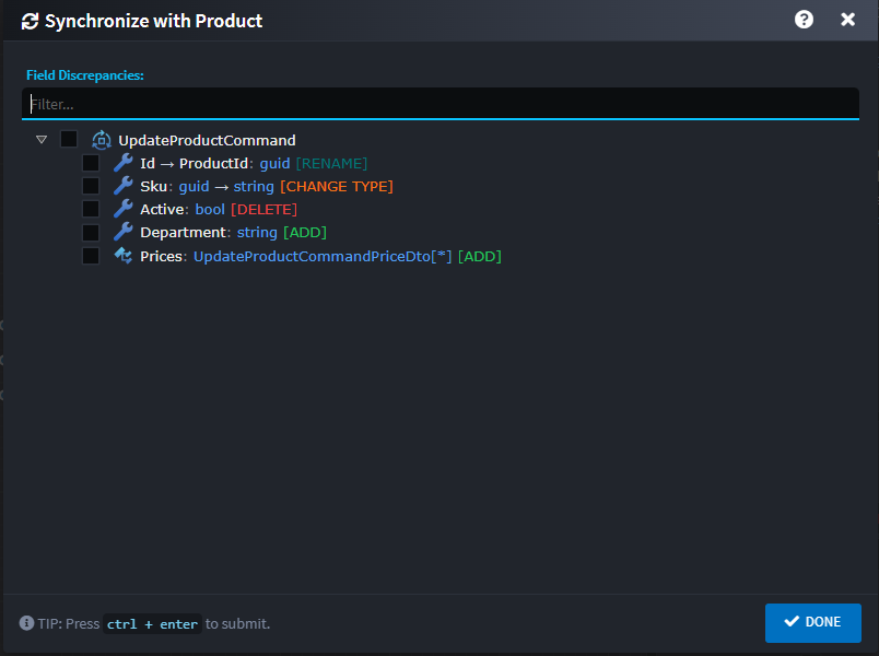 Synchronize with Domain Entity