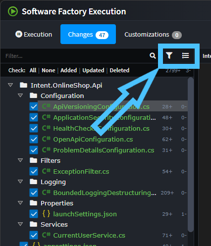 Change list buttons