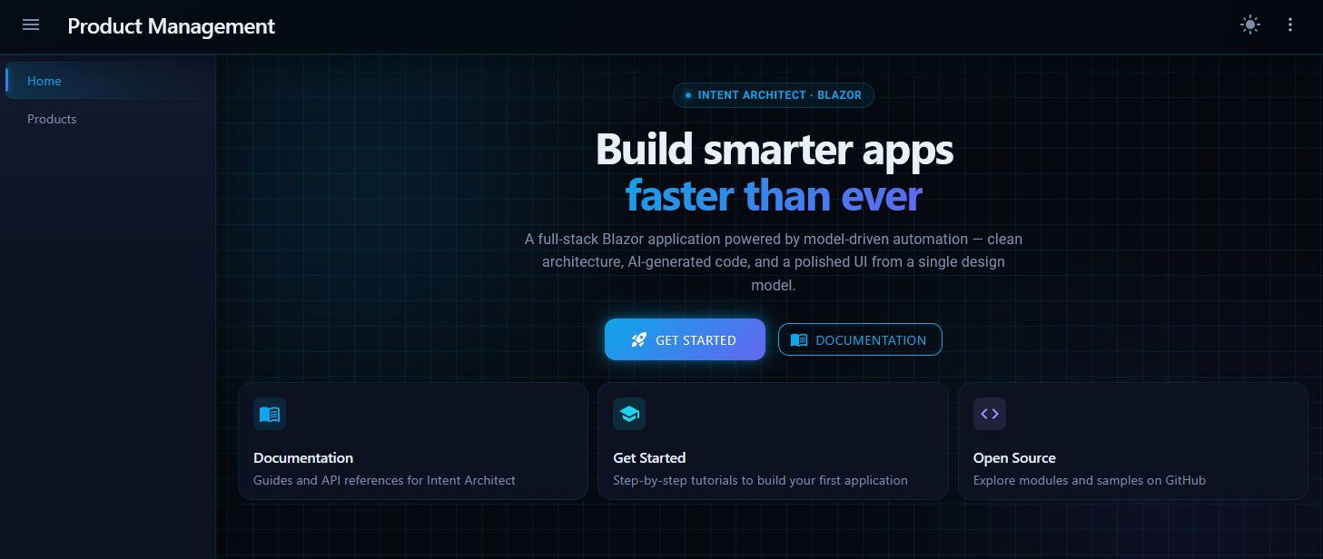 Default home page design